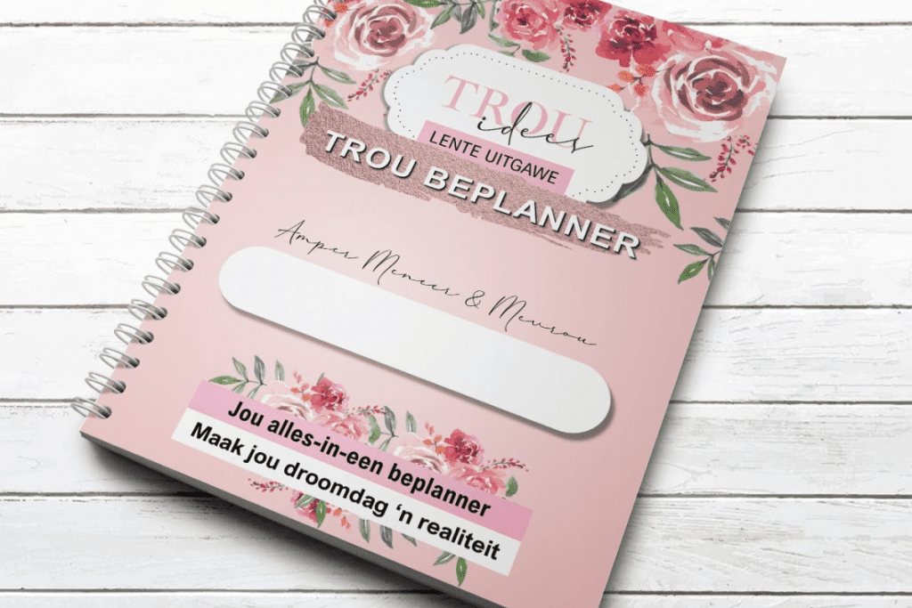 Wedding planner book featuring a stylish cover design and organized layout for planning events.